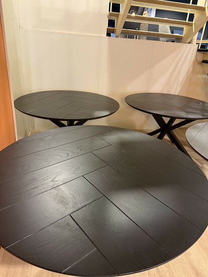 Ronde tafel | 130cm | Massief eikenhouten toplaag | Meeneemprijs 295,-
