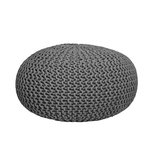 Poef Knitted - Donkergrijs - Katoen - L Poef Knitted - Donkergrijs - Katoen - L