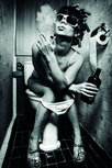 Girl on toilet with cigarette Girl on toilet with cigarette
