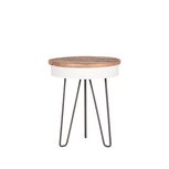 LABEL51 Bijzettafel Saria - Wit - Mangohout - Rond - 44 cm LABEL51 Bijzettafel Saria - Wit - Mangohout - Rond - 44 cm